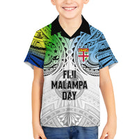 Personalised Malampa Fiji Day Family Matching Off Shoulder Long Sleeve Dress and Hawaiian Shirt Gradient Style - Wonder Print Shop