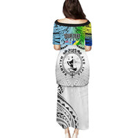 Personalised Malampa Fiji Day Family Matching Puletasi Dress and Hawaiian Shirt Gradient Style - Wonder Print Shop