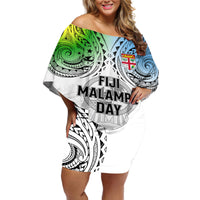 Personalised Malampa Fiji Day Off Shoulder Short Dress Gradient Style - Wonder Print Shop