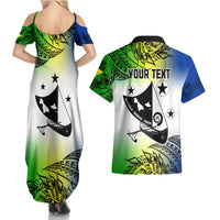 Personalised Malampa Day Couples Matching Summer Maxi Dress and Hawaiian Shirt Malampa Emblem Gradient Style LT7 - Wonder Print Shop