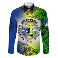 Personalised Malampa Day Family Matching Long Sleeve Bodycon Dress and Hawaiian Shirt Malampa Emblem Gradient Style LT7 - Wonder Print Shop