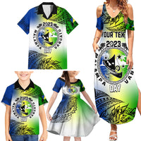 Personalised Malampa Day Family Matching Summer Maxi Dress and Hawaiian Shirt Malampa Emblem Gradient Style - Wonder Print Shop