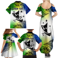 Personalised Malampa Day Family Matching Summer Maxi Dress and Hawaiian Shirt Malampa Emblem Gradient Style - Wonder Print Shop