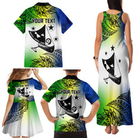 Personalised Malampa Day Family Matching Tank Maxi Dress and Hawaiian Shirt Malampa Emblem Gradient Style - Wonder Print Shop