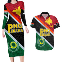 Personalised Penama and Papua New Guinea Day Couples Matching Long Sleeve Bodycon Dress and Hawaiian Shirt Emblem Mix Style LT7 - Wonder Print Shop