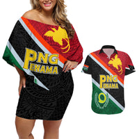 Personalised Penama and Papua New Guinea Day Couples Matching Off Shoulder Short Dress and Hawaiian Shirt Emblem Mix Style LT7 - Wonder Print Shop