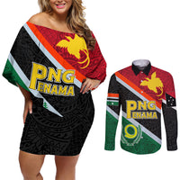 Personalised Penama and Papua New Guinea Day Couples Matching Off Shoulder Short Dress and Long Sleeve Button Shirts Emblem Mix Style LT7 - Wonder Print Shop