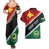Personalised Penama and Papua New Guinea Day Couples Matching Summer Maxi Dress and Hawaiian Shirt Emblem Mix Style LT7 - Wonder Print Shop