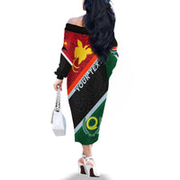 Personalised Penama and Papua New Guinea Day Family Matching Off Shoulder Long Sleeve Dress and Hawaiian Shirt Emblem Mix Style - Wonder Print Shop