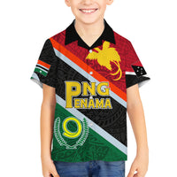 Personalised Penama and Papua New Guinea Day Family Matching Off Shoulder Long Sleeve Dress and Hawaiian Shirt Emblem Mix Style - Wonder Print Shop