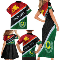 Personalised Penama and Papua New Guinea Day Family Matching Short Sleeve Bodycon Dress and Hawaiian Shirt Emblem Mix Style - Wonder Print Shop