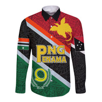 Personalised Penama and Papua New Guinea Day Long Sleeve Button Shirt Emblem Mix Style - Wonder Print Shop