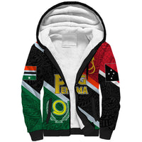 Personalised Penama and Papua New Guinea Day Sherpa Hoodie Emblem Mix Style - Wonder Print Shop