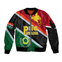 Personalised Penama and Papua New Guinea Day Sleeve Zip Bomber Jacket Emblem Mix Style - Wonder Print Shop