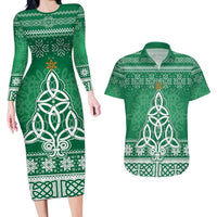 Christmas Ireland Celtic Couples Matching Long Sleeve Bodycon Dress and Hawaiian Shirt Special Xmas Tree - Wonder Print Shop