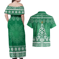 Christmas Ireland Celtic Couples Matching Off Shoulder Maxi Dress and Hawaiian Shirt Special Xmas Tree - Wonder Print Shop