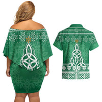 Christmas Ireland Celtic Couples Matching Off Shoulder Short Dress and Hawaiian Shirt Special Xmas Tree - Wonder Print Shop