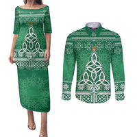 Christmas Ireland Celtic Couples Matching Puletasi and Long Sleeve Button Shirt Special Xmas Tree - Wonder Print Shop