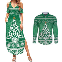 Christmas Ireland Celtic Couples Matching Summer Maxi Dress and Long Sleeve Button Shirt Special Xmas Tree - Wonder Print Shop