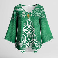 Christmas Ireland Celtic Kimono Sleeve Blouse Special Xmas Tree - Wonder Print Shop