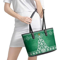 Christmas Ireland Celtic Leather Tote Bag Special Xmas Tree - Wonder Print Shop
