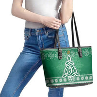 Christmas Ireland Celtic Leather Tote Bag Special Xmas Tree - Wonder Print Shop