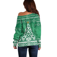 Christmas Ireland Celtic Off Shoulder Sweater Special Xmas Tree - Wonder Print Shop
