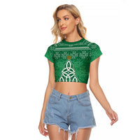 Christmas Ireland Celtic Raglan Cropped T Shirt Special Xmas Tree - Wonder Print Shop