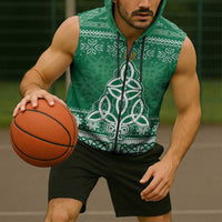 Christmas Ireland Celtic Sleeveless Zip Hoodie Special Xmas Tree - Wonder Print Shop