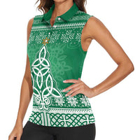 Christmas Ireland Celtic Women Sleeveless Polo Shirt Special Xmas Tree - Wonder Print Shop