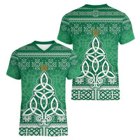 Christmas Ireland Celtic Women V-Neck T-Shirt Special Xmas Tree - Wonder Print Shop