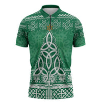 Christmas Ireland Celtic Zipper Polo Shirt Special Xmas Tree - Wonder Print Shop