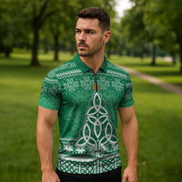 Christmas Ireland Celtic Zipper Polo Shirt Special Xmas Tree - Wonder Print Shop