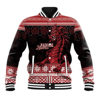 Christmas Wales Celtic Baseball Jacket Welsh Dragon Nadolig Llawen - Wonder Print Shop