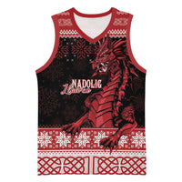 Christmas Wales Celtic Basketball Jersey Welsh Dragon Nadolig Llawen - Wonder Print Shop