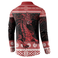 Christmas Wales Celtic Button Sweatshirt Welsh Dragon Nadolig Llawen - Wonder Print Shop