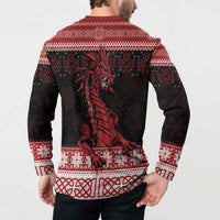 Christmas Wales Celtic Button Sweatshirt Welsh Dragon Nadolig Llawen - Wonder Print Shop