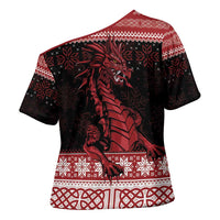 Christmas Wales Celtic Cross Shoulder Shirt Welsh Dragon Nadolig Llawen - Wonder Print Shop