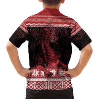 Christmas Wales Celtic Family Matching Long Sleeve Bodycon Dress and Hawaiian Shirt Welsh Dragon Nadolig Llawen - Wonder Print Shop