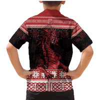 Christmas Wales Celtic Family Matching Mermaid Dress and Hawaiian Shirt Welsh Dragon Nadolig Llawen - Wonder Print Shop