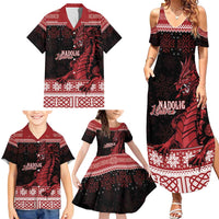 Christmas Wales Celtic Family Matching Summer Maxi Dress and Hawaiian Shirt Welsh Dragon Nadolig Llawen - Wonder Print Shop