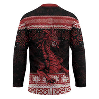 Christmas Wales Celtic Hockey Jersey Welsh Dragon Nadolig Llawen - Wonder Print Shop
