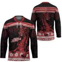 Christmas Wales Celtic Hockey Jersey Welsh Dragon Nadolig Llawen - Wonder Print Shop