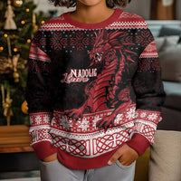 Christmas Wales Celtic Kid Ugly Christmas Sweater Welsh Dragon Nadolig Llawen - Wonder Print Shop