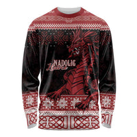 Christmas Wales Celtic Long Sleeve Shirt Welsh Dragon Nadolig Llawen - Wonder Print Shop