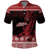 Christmas Wales Celtic Polo Shirt Welsh Dragon Nadolig Llawen - Wonder Print Shop