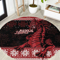 Christmas Wales Celtic Round Carpet Welsh Dragon Nadolig Llawen - Wonder Print Shop