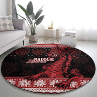 Christmas Wales Celtic Round Carpet Welsh Dragon Nadolig Llawen - Wonder Print Shop