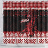 Christmas Wales Celtic Shower Curtain Welsh Dragon Nadolig Llawen - Wonder Print Shop
