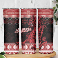 Christmas Wales Celtic Skinny Tumbler Welsh Dragon Nadolig Llawen - Wonder Print Shop